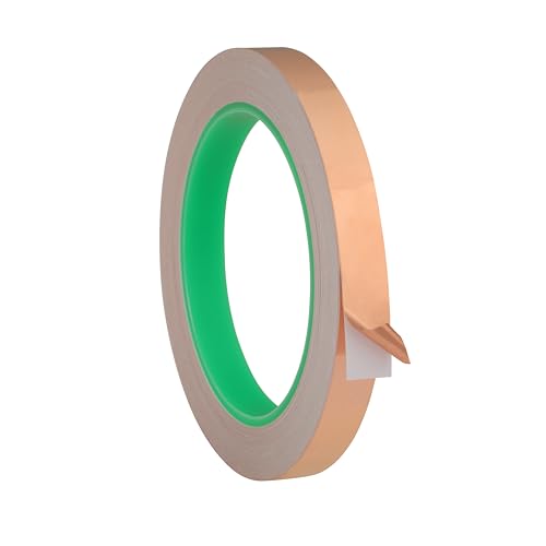 Copper Foil Tape with Double Conductive Adhesive Copper Tape for Guitar and EMI Shielding, Paper Circuits, Crafts, Electrical Repairs, Grounding (1/2 Inch x 66 Feet) - size: 1/2 in x 66ft
