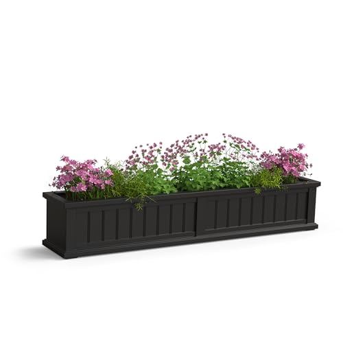 Mayne Cape Cod 60in Self-Watering Rectangular Window Box Planter, Black - color: Black