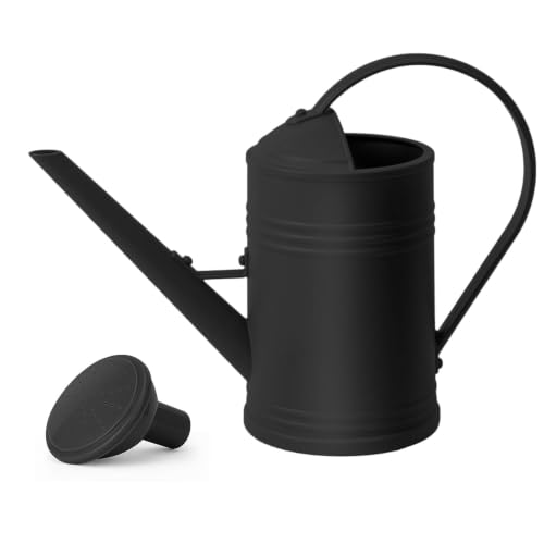 2L Watering Can Pitcher Water Pot, 2-in-1 Pour/Shower (Black) - color: Black