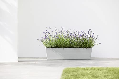 Ecopots Bruges Rectangular Flower Planter, White Grey, 31.5" - color: White Grey, size: 31.5"