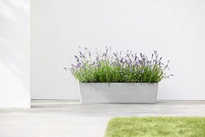 Ecopots Bruges Rectangular Flower Planter, White Grey, 31.5" - color: White Grey, size: 31.5"