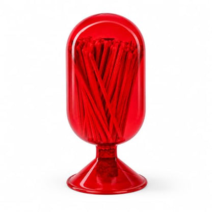 Premium Glass Match Cloche - Matches in a Jar with Striker. Matchstick Holder for Long Matches for Candles. Includes Match Striker and White Matches.