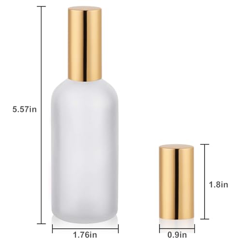 Hydior Glass Spray Bottle with Gold Sprayer, 3.4oz, 2 Pack - color: Gold Frosted