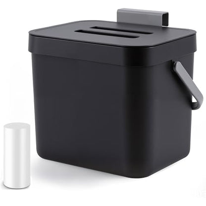 1.8 Gal Countertop Compost Bin, Hanging Trash Can 7L/Black - color: BLACK, size: 7 L / 1.8 Gal - Lid