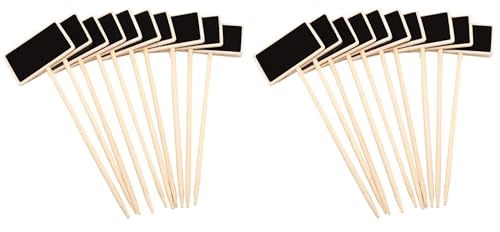 20 Pcs Mini Wood Chalkboard Gardening Plant Tags for Garden Decorative, Florist Flower Price Tags, Plant Markers and More (Pack of 2) - size: 3 x 2 inch (Pack of 2)