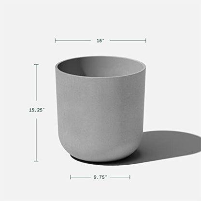 Veradek Mason Series Lima Planter & Drip Tray - Large Round Outdoor Planter - color: Gray, size: 15 inches - 2 Pack with Saucers