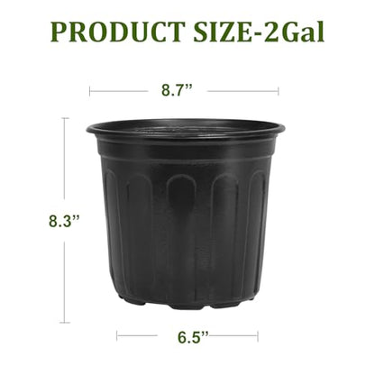 OUPSAUI 2/3/5 Gallon Pots for Plants,Flexible Gallon Plastic Nursery Pots with Drainage Holes, Plastic Pots for Outdoor Plants (2Gal-36pcs) - size: 2Gal-36pcs