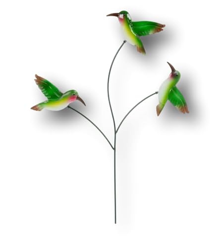 Beautiful Garden Plant Stake Picks Indoor or Outdoor (3 Colorful Hummingbirds) - color: 3 Colorful Hummingbirds