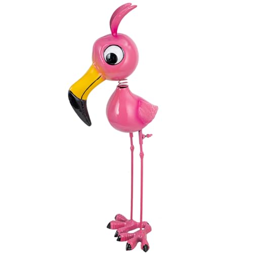 20'' Tall Flamingo Garden Statue, Flamingo Metal Garden Decor - color: Flamingo 20