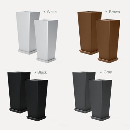 24" Tall Black Planters Outdoor Set of 2 - color: Black