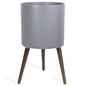D'vine Dev 14 Inch Planter Pot with Wood Stand, Grey, 88-O-D-3 - color: Matte Grey, size: X-Large