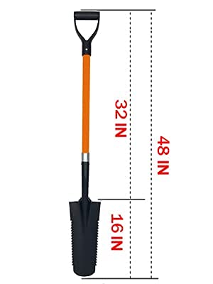 Ashman Drain Spade Teeth Shovel (2 Pack) - 48 Inches Long Handle Spade with D Handle Grip - Durable Handle with a Thick Metal Blade - Multipurpose Premium Quality Orange - size: 2 Pack, style: Drain Spade Teeth