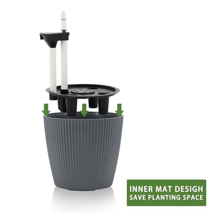 Dexceder 11x10 Self Watering Planters Indoor (2 Pack, Gray) - color: Gray, size: 11x10