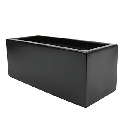 Brisbane Rectangle Fiberglass Planter Box (L:24" x W:8" x H:8", Matte Black) - color: Matte Black, size: L:24" x W:8" x H:8"
