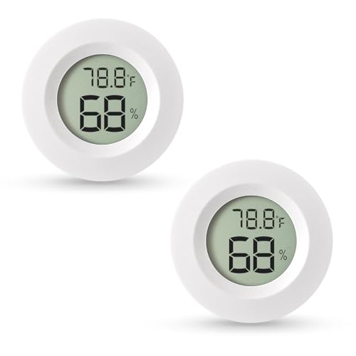 Atogou 2-Pack Mini Hygrometer & Thermometer, Indoor Digital Humidity Meter - color: White 2-pack