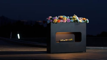 Outdoor Planter Box Metal Black Rectangular - color: Black With Light