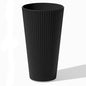 Veradek Demi Series Tall Planter - Tall Tapered Outdoor Planter with Shelf - color: Black, style: Narrow Groove