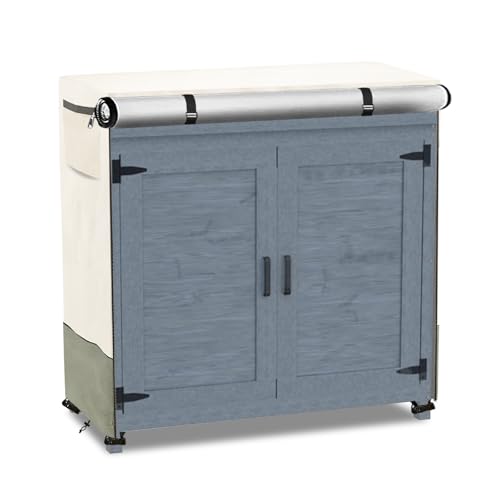 Outdoor Garden Potting Bench Table Cover with Split Zipper,Outdoor Storage Cabinet Cover,Heavy 600D Duty Waterproof Anti-UV All Weather Protection,39" x 19" x 36" -Beige - size: Beige & Green