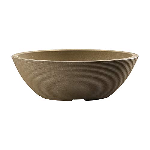 Crescent Garden Delano Oval Planter Bowl, Succulent Garden, Unique Indoor/Outdoor Double-Walled Plant Bowl with Plug- Oval Shape - 30" L x 21" W x 10" H (Mocha) - color: Mocha, size: 30"x21"