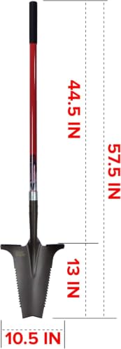 Root Slayer 22511 XL Garden Shovel, Serrated Blade, Fiberglass Shaft, Red - color: Red, size: XL