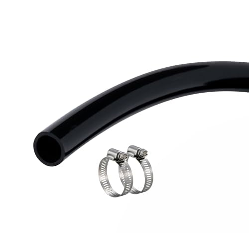 1/2" id - 10ft Black Vinyl Tubing Flexible PVC Irrigation Hose & 2 Clamps - size: 1/2" ID, style: 10 Feet