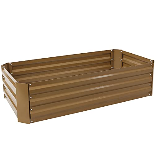 Sunnydaze Galvanized Raised Garden Bed, Rectangle, 4x2x1 ft, Brown - color: Brown