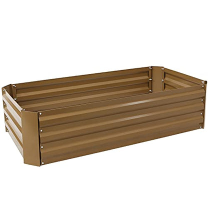 Sunnydaze Galvanized Raised Garden Bed, Rectangle, 4x2x1 ft, Brown - color: Brown