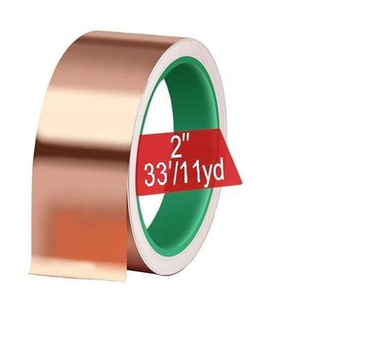 2 Inch X 33 FT - Copper Foil Tape for Slugs and Snails Dual Conductive Adhesive 11 Yards Extra Wide EMI, RFI Shielding Tape for Guitar, Electrical Repair, Grounding Barrier for Slug in Gardens - color: Double-sided conductive 2In*33Ft