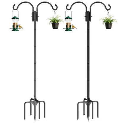 GOFORWILD 2 Pack Adjustable 84inch Double Shepherds Hook for Outdoor - size: 84 Inch