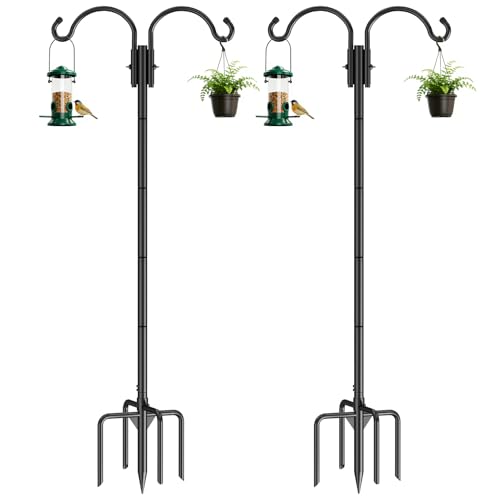 GOFORWILD 2 Pack Adjustable 84inch Double Shepherds Hook for Outdoor - size: 84 Inch