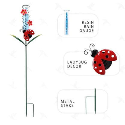 MUMTOP 35 Inch Ladybug Rain Gauge for Outdoor, Lawn, Yard and Garden - color: Butterfly