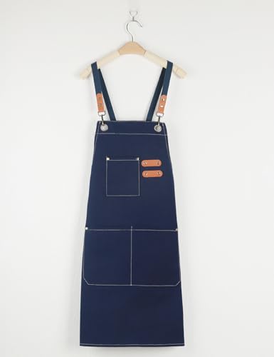 Kitchen Chef Aprons for Women and Men with 3 Pockets for Cooking BBQ Bib Work - color: Blue