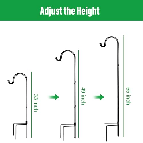 GOFORWILD 2 Pack 65 Inche Adjustable Shepherd Hooks for Outdoor - size: 65 Inch