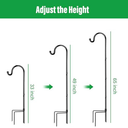 GOFORWILD 2 Pack 65 Inche Adjustable Shepherd Hooks for Outdoor - size: 65 Inch