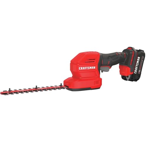 Craftsman CMCSS800C1R V20 2-in-1 Lithium-Ion Cordless 8 in. Hedge Trimmer and 4 in. Grass Shear Kit (1.5 Ah) (Renewed)