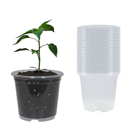 20 Pack 4 Inch Clear Nursery Pots with Drainage Plant Pots for Plants Transparent Potting Containers for Plants Seeding Starter Pot(Clear, 4 Inch 20 Pcs) - color: Clear, size: 4 Inch 20 Pcs