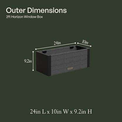 Mayne Horizon 24in Rectangular Window Box Planter, Charcoal - size: 24in
