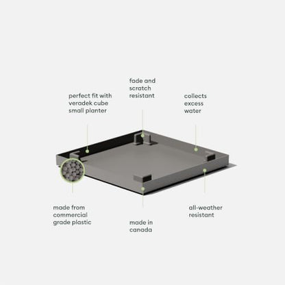 Veradek Block Series Cube Planter & Drip Tray - Square Outdoor Planter Set - color: Gray, size: Small - 2 pack with saucers