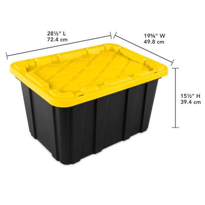 Sterilite Industrial Storage Tote with Lids for Garage, 27 Gallon, 8-Pack - size: 27 Gallon - Black/Yellow