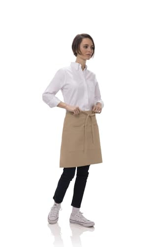 Chef Works Unisex Half Bistro Server Apron - color: Khaki, 1 Pack