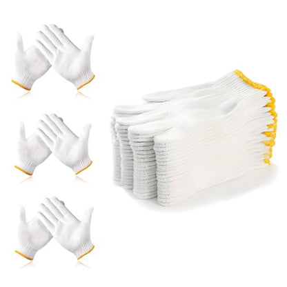 Unisex White Cotton Polyester Knitted Safety Work Gloves, 12/36/240 Pairs - color: A-white (36 Pairs) No Dots