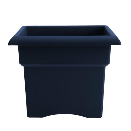 Bloem Veranda 14" Plastic Square Planter Box, Navy, 2-Pack - color: Navy, size: 14" (Pack of 2)