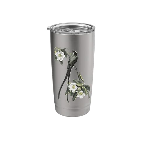 Fork Tailed Flycatcher Scissortail Garden Flower Bird Lover Stainless Steel Insulated Tumbler - color: Brushed Steel