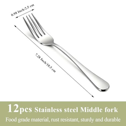 Berglander Dinner Forks Set 12pcs 7.28", Stainless Steel table Fork, Dessert Salad Forks, Flatware Silverware Fork for Home Kitchen, Restaurant, Hotel, Cost-Effective Bulk Value Dishwasher Safe
