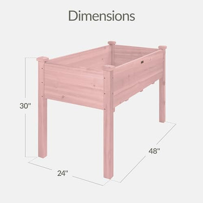 Best Choice Products 48x24x30in Raised Garden Bed, Elevated Wood Planter Box Stand for Backyard, Patio, Balcony w/Bed Liner, 200lb Capacity - Pink - color: Pink, size: 48x24x30in