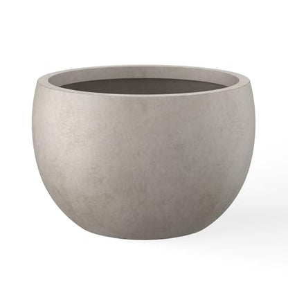 Kante Small Round Bowl Weathered Concrete Planter 11.8" Dia, Outdoor - color: Weathered Concrete, size: 11.8" d
