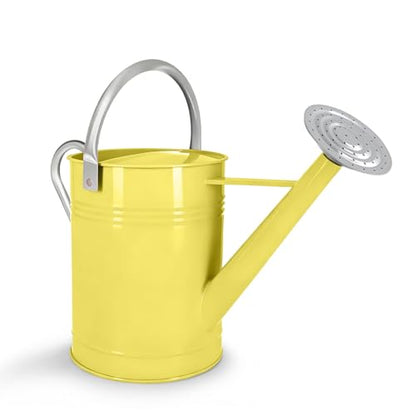 Metal Watering Can for Outdoor Plants, 1.7 Gallon Yellow Garden Watering Can for Flower, Houseplants, Galvanized Finish - color: Yellow-new
