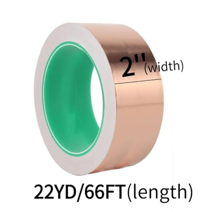 Double-Sided Conductive Copper Foil Tape 2" X 66Ft, 4 Mil，1-Pack - size: 1.97 Inch*4mil*65.6 FT