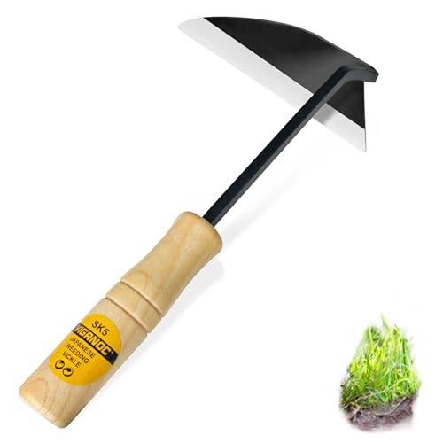 Japanese Wide Blade Garden Tool - Premium Quality Hand Hoes/Weeding Sickle is Very Sharp for Quick Work - size: Short Handle