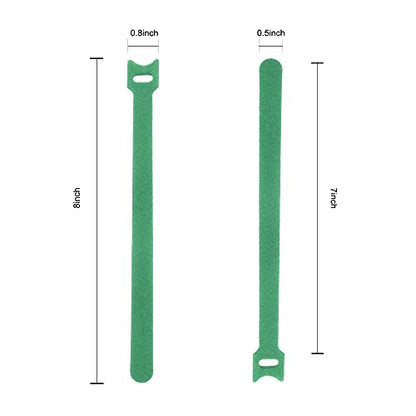 Hook and Loop Garden Plant Cable Ties, 100 Pcs, 8 Inch, Green